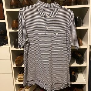B Draddy mens navy striped polo